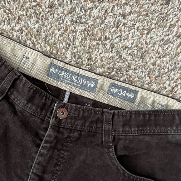 Enzo Denim Albert Straight Leg Brown Jeans - Picture 2 of 5